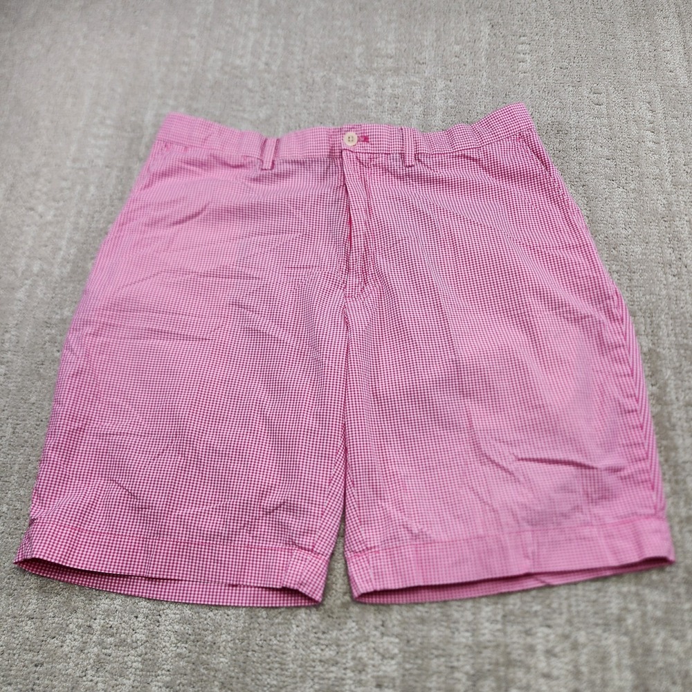 Vintage Polo Ralph Lauren Shorts Men 35 Pink Micro Gingham Check Golf Chino 9"